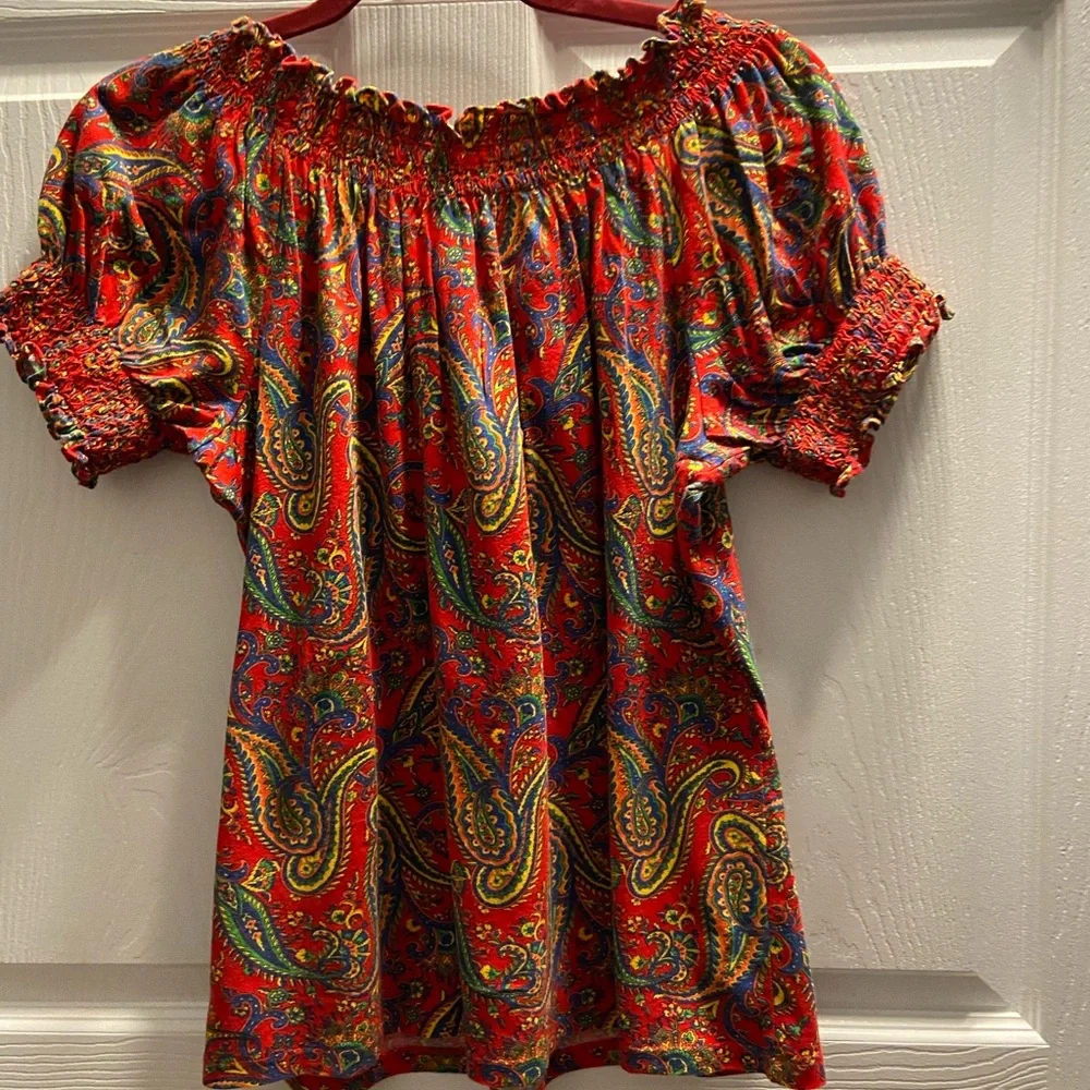 Lauren Ralph Lauren Red Paisley Blouse - Picture 2 of 3